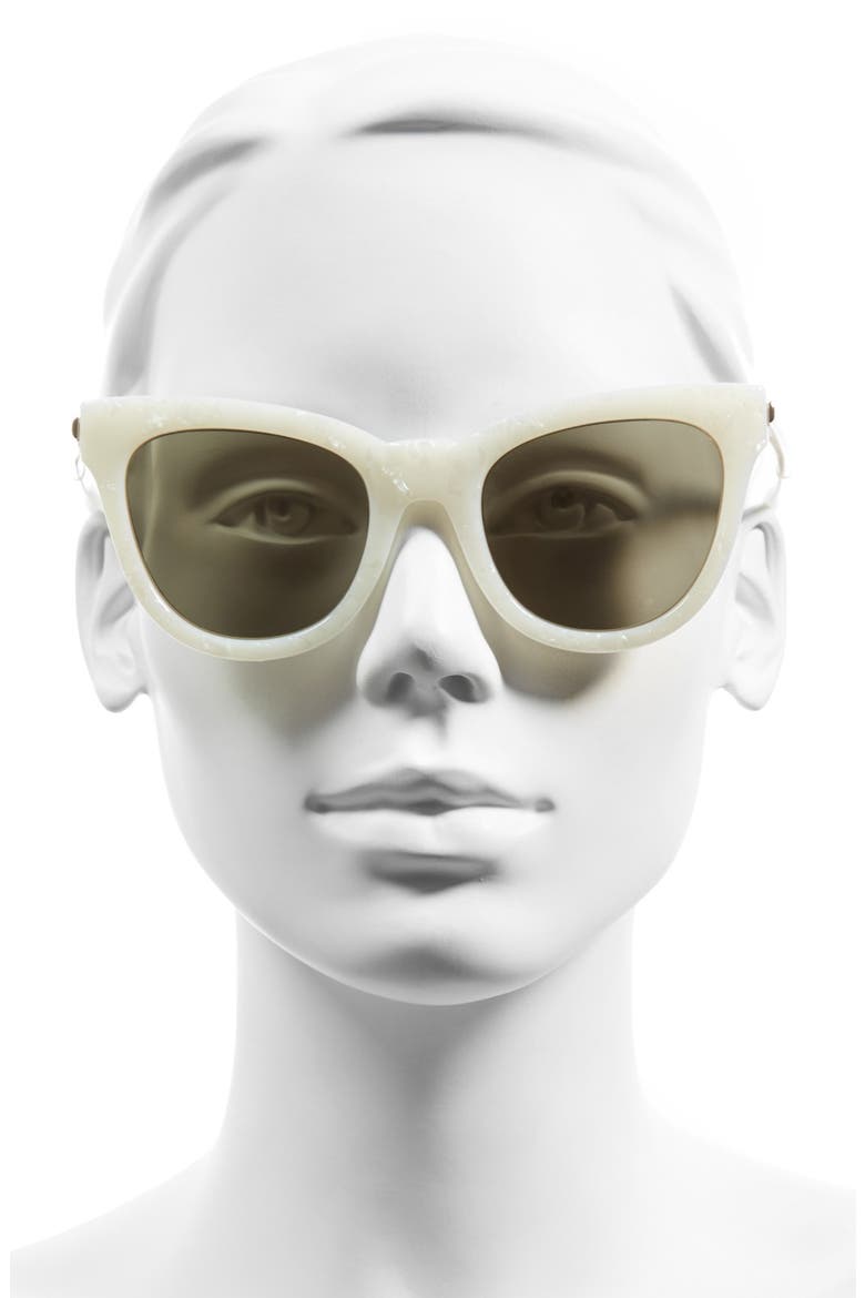 'Le Debutante' 51mm Cat Eye Sunglasses, Alternate, color, WHITE MARBLE/ GOLD MIRROR