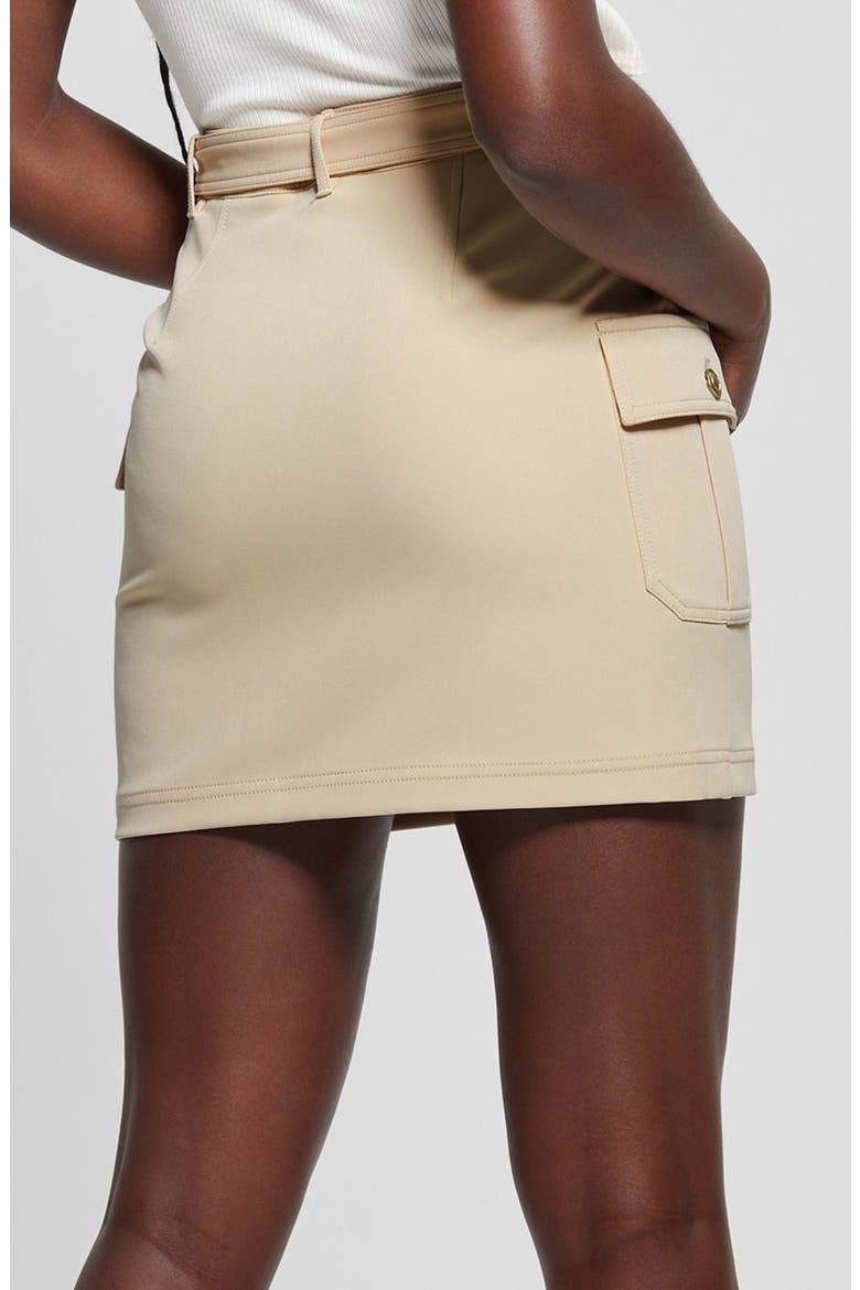 Fiona Belted High Waist Cargo Crepe Miniskirt, Alternate, color, FOAMY TAUPE