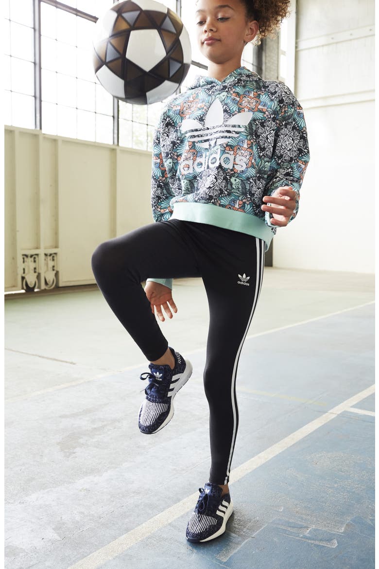 adidas 3-Stripes Leggings, Alternate, color, BLACK/ WHITE