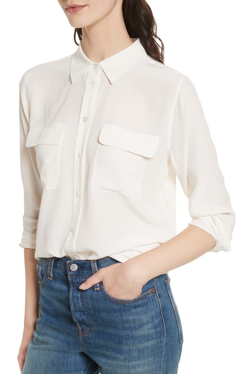 Equipment 'Slim Signature' Silk Shirt, Alternate, color, Bright White