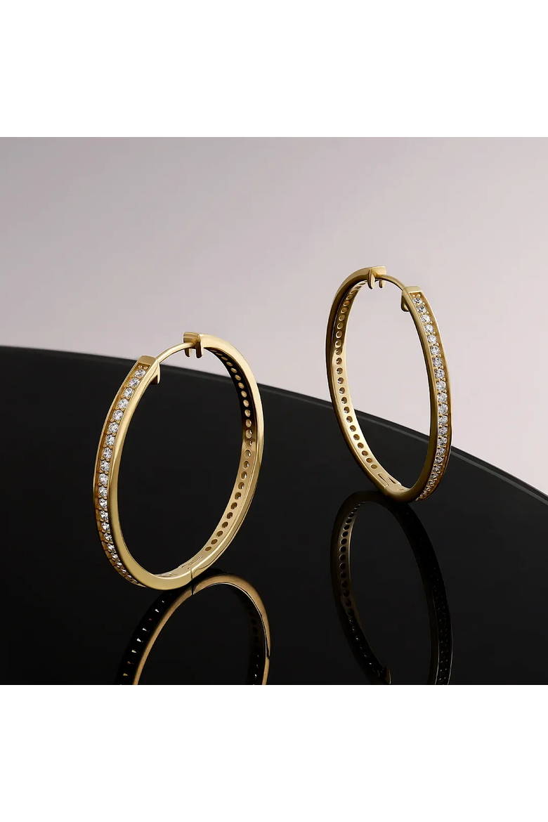 Women's Gold Hoop Earrings - Celestial Radiance, Alternate, color, Gold