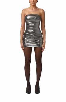 Mirror Metallic Strapless Body-Con Minidress