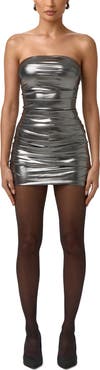 Naked Wardrobe Mirror Metallic Strapless Body-Con Minidress