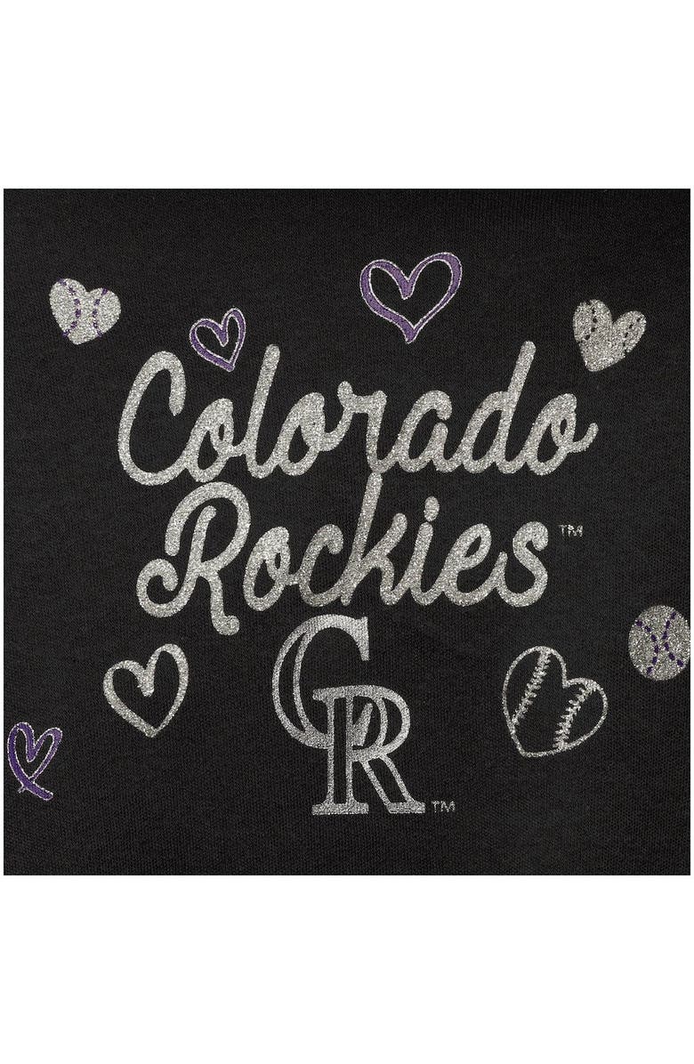 Outerstuff Girls Newborn & Infant Black Colorado Rockies 3-Piece Home Plate Bodysuit Bib & Booties Set, Alternate, color, 
