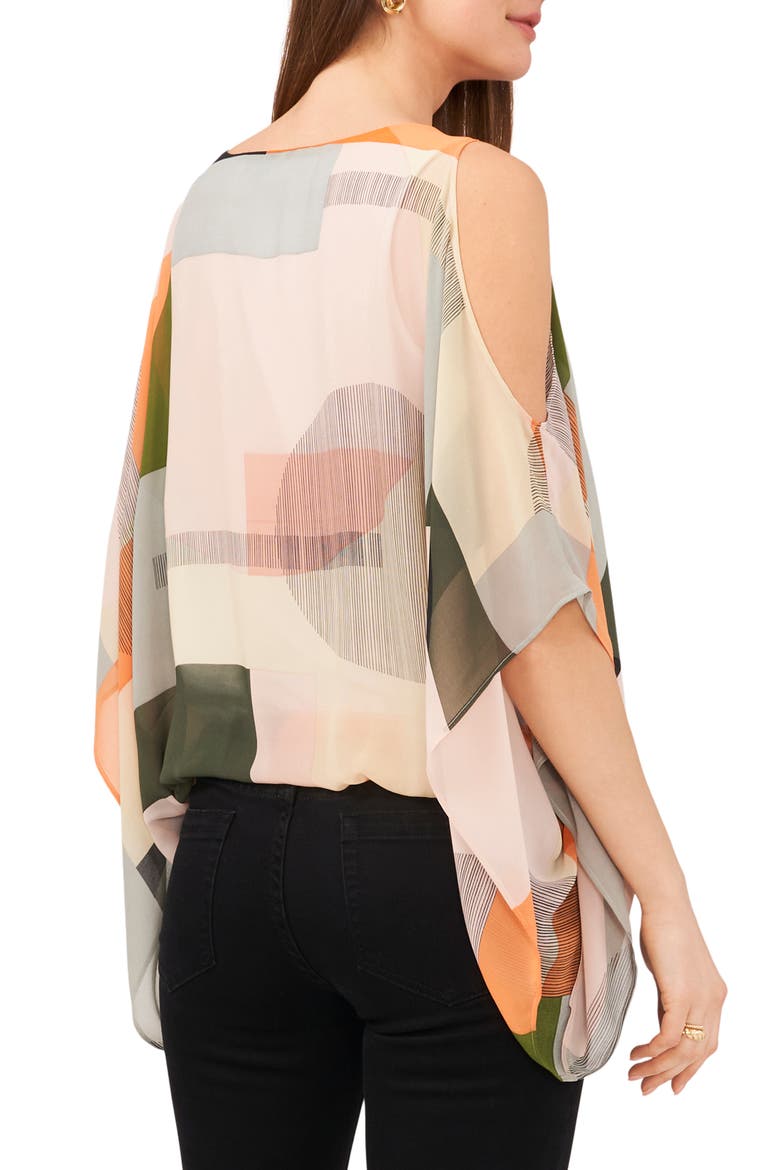 Abstract Print Batwing Sleeve Chiffon Blouse, Alternate, color, NEW IVORY