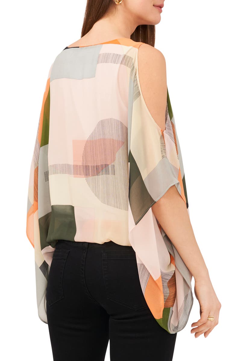 Vince Camuto Abstract Print Batwing Sleeve Chiffon Blouse, Alternate, color,