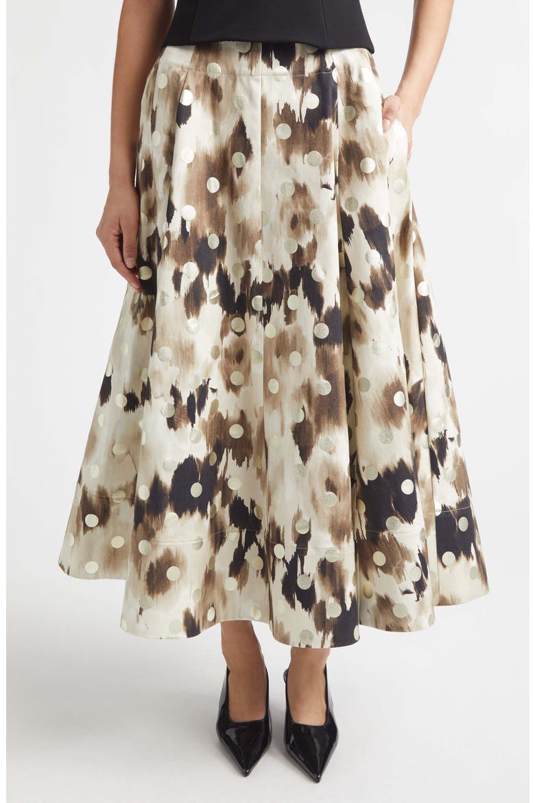 Parker Ikat Polka Dot Midi Skirt, Main, color, CREAM MULTI