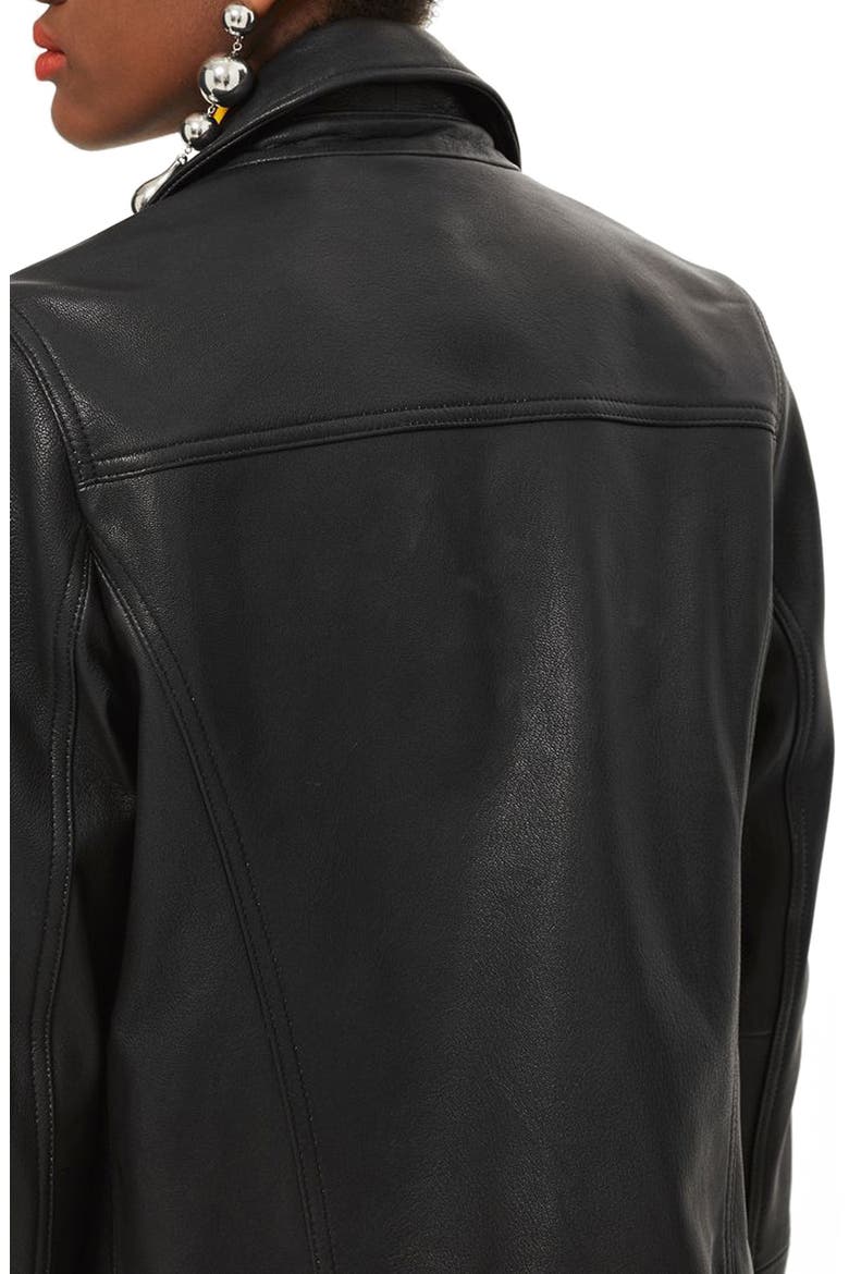 Dolly Leather Biker Jacket, Alternate, color, BLACK