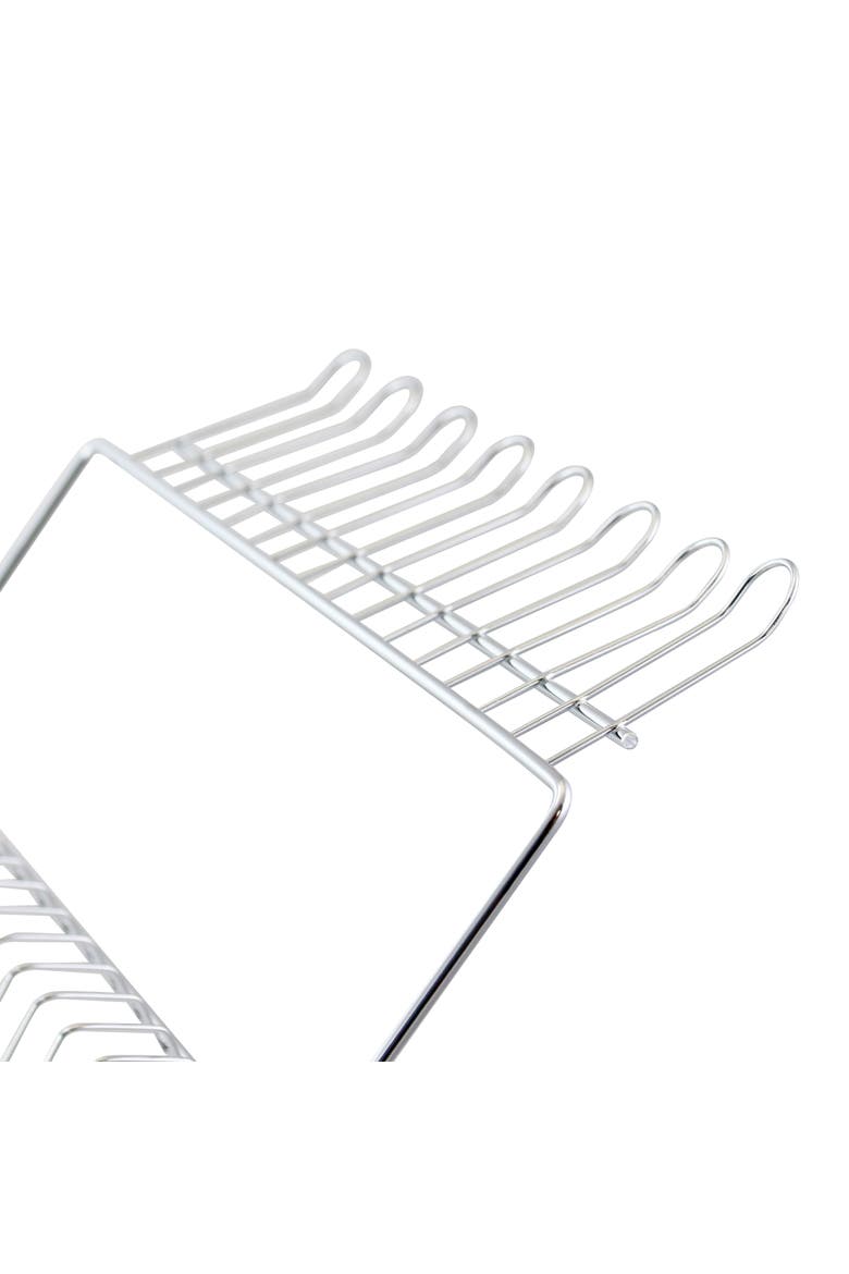 22-inch 2 Tiered Dish Rack with Utensil Caddy, Alternate, color, Silver
