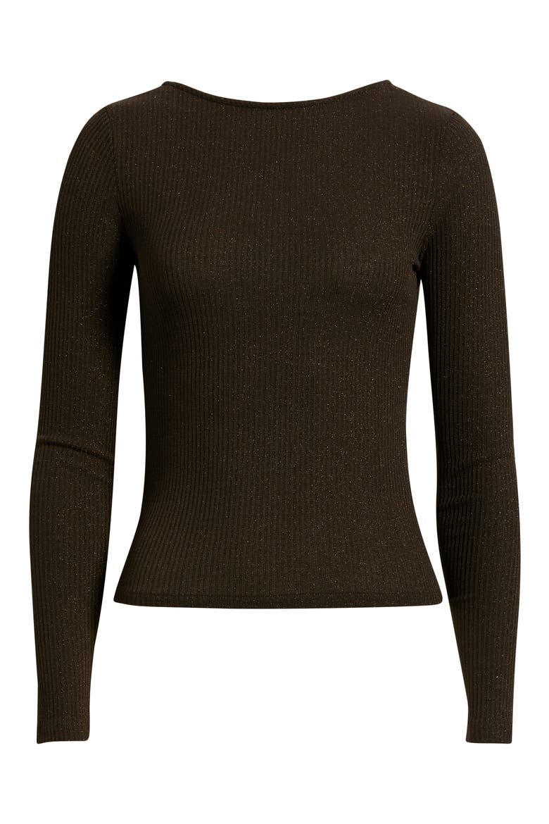 Sparkle Scoop Back Long Sleeve Top, Alternate, color, LUREX MOLASSES