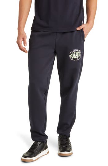 Hugo Boss Boss X Nfl Cotton-blend Tracksuit Bottoms With Collaborative Branding In Dark Blue