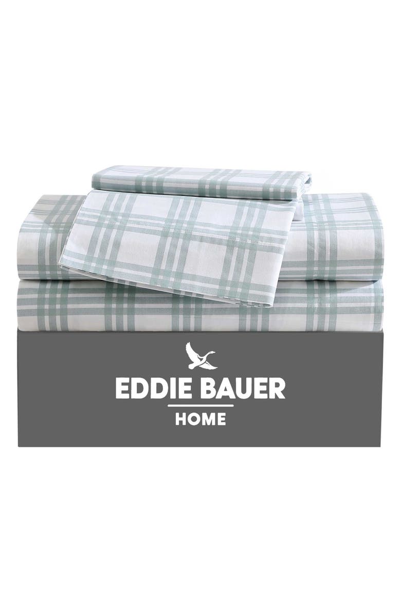 Eddie Bauer Basic Plaid Sheet Set, Alternate, color, White/ Pale Green