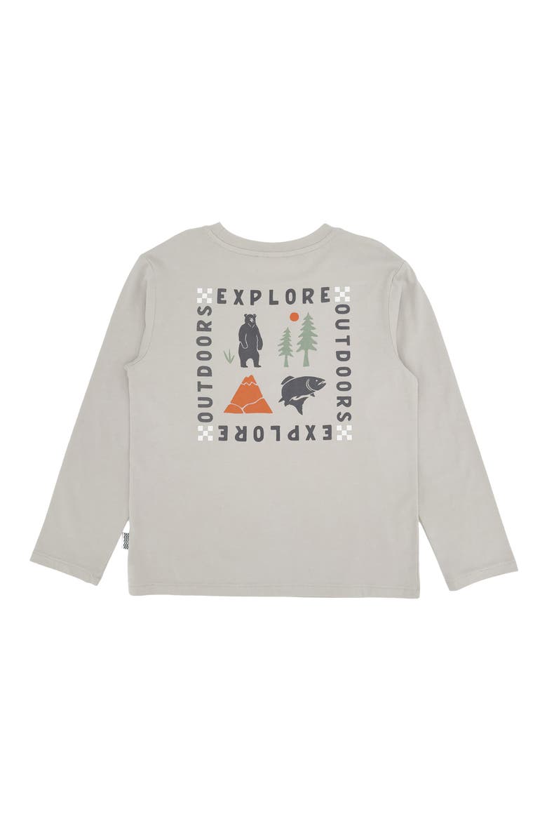 Kids' Explore Long Sleeve Cotton Graphic T-Shirt, Alternate, color, SLATE GREY