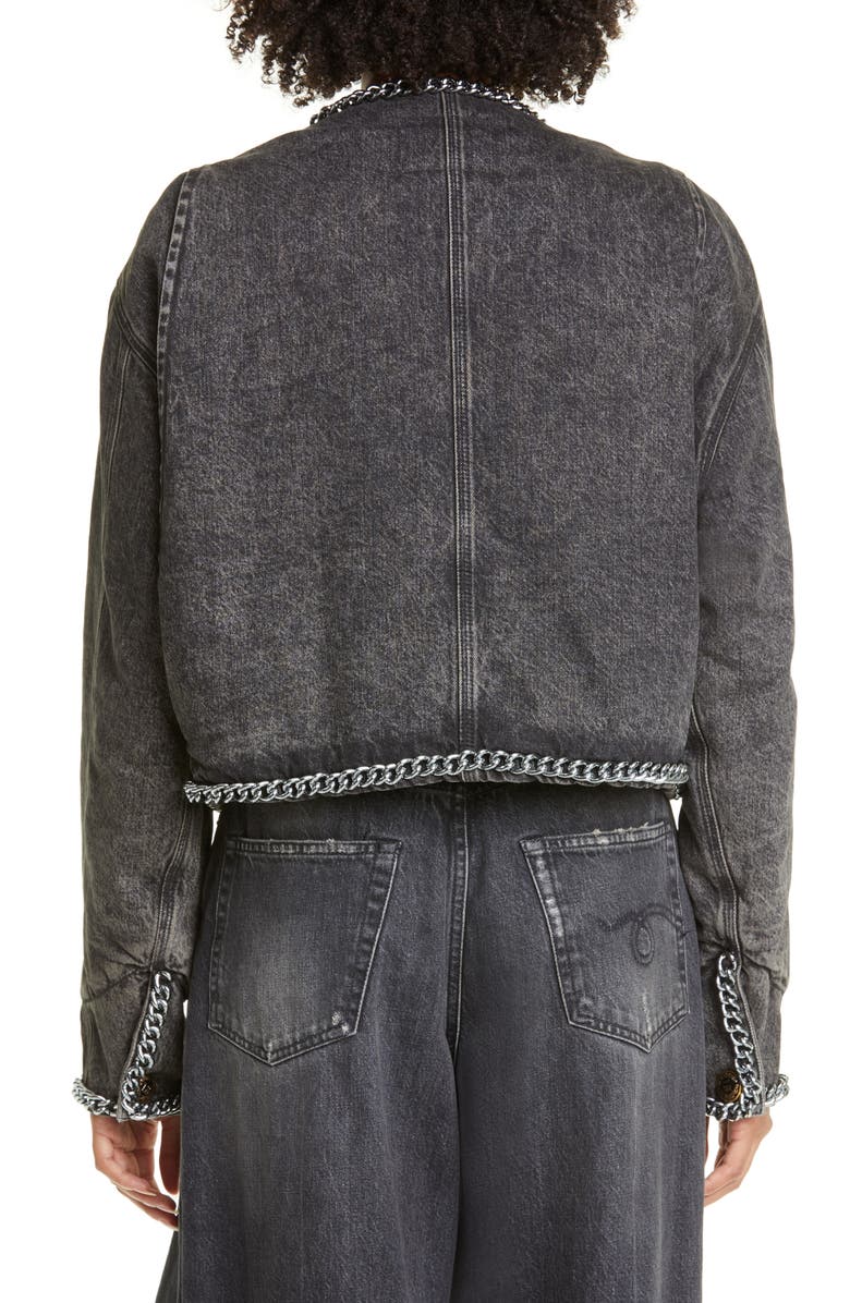 R13 Chain Embellished Crop Denim Jacket, Alternate, color, 
