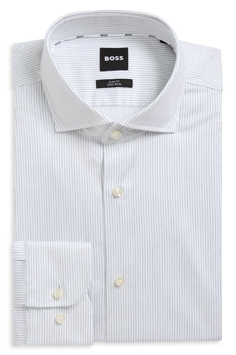 Hank Slim Fit Stretch Cotton Dresss Shirt, Main, color, WHITE