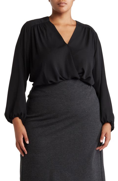 Wrap Patterned Blouse (Plus Size)