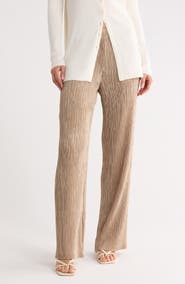 Lafayette 148 New York Parkside Plissé Recycled Satin Wide Leg Pants