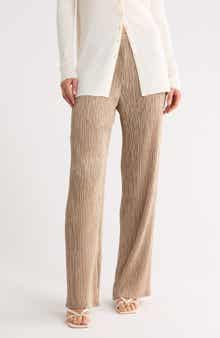 Parkside Plissé Recycled Satin Wide Leg Pants