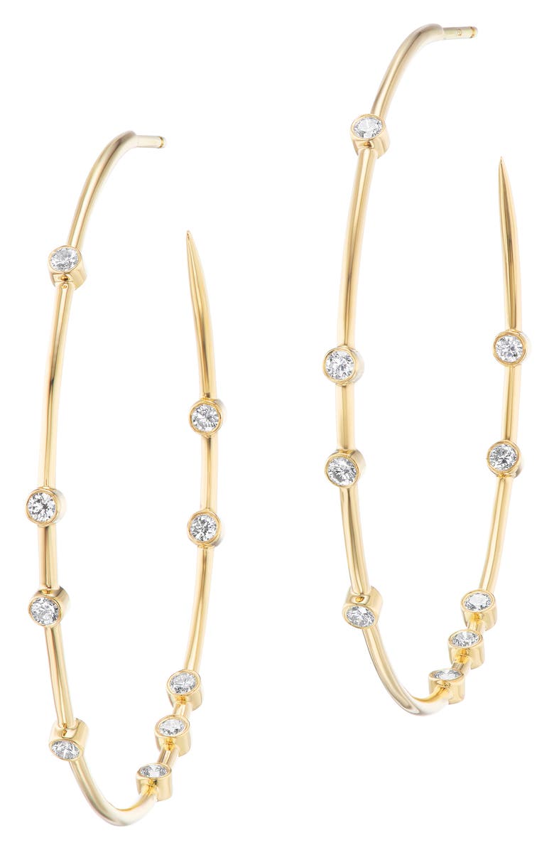 Uniform Object Float Bezel Set Diamond Hoop Earrings, Main, color, Yellow Gold