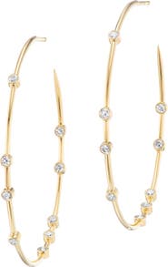 Uniform Object Float Bezel Set Diamond Hoop Earrings