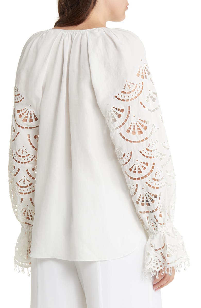 KOBI HALPERIN Simi Embellished Eyelet Peasant Blouse, Alternate, color,