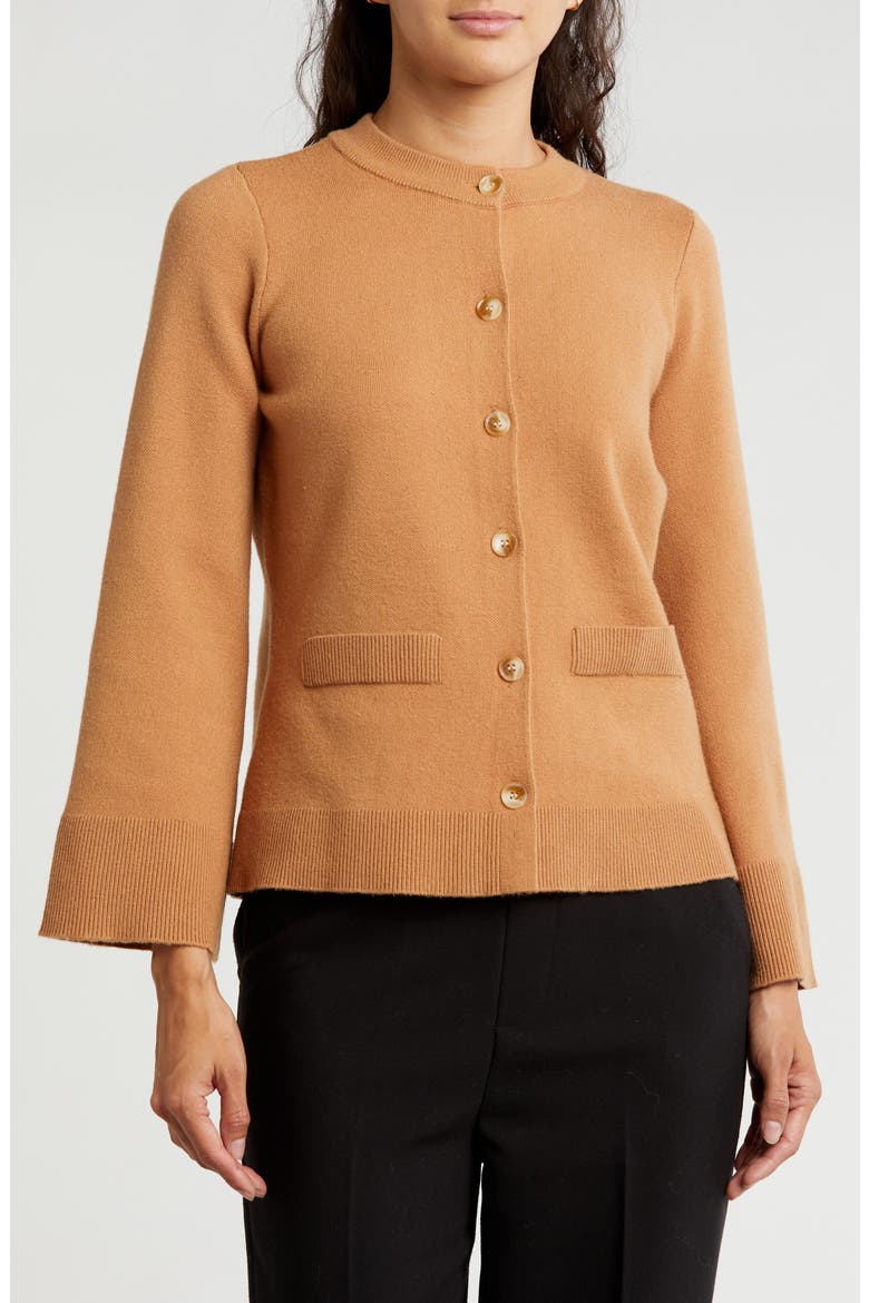 Alexandra Bell Sleeve Cardigan, Main, color, CAMEL