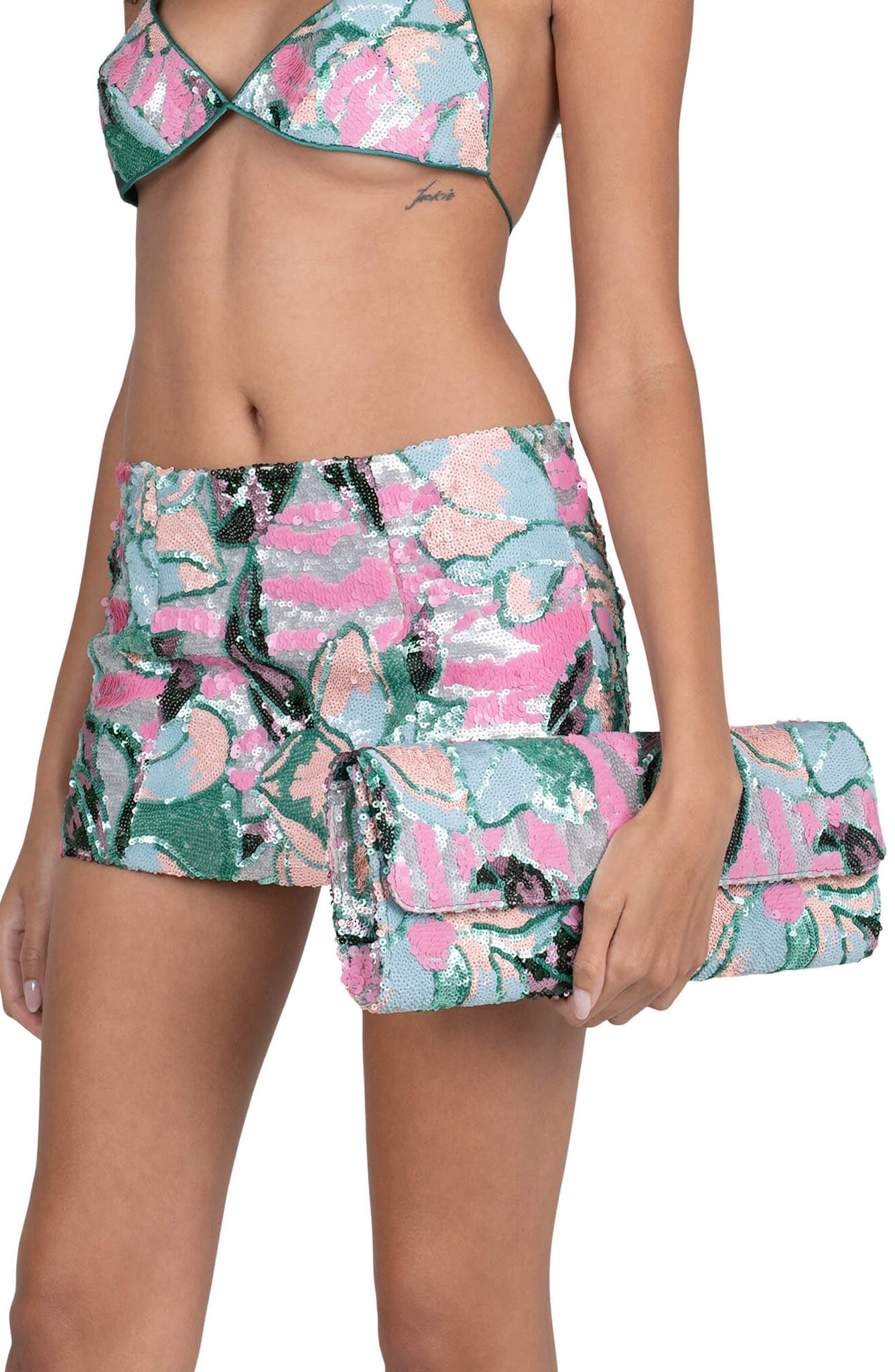 Jeffrey Campbell Disco Sequin Clutch, Alternate, color, Teal Multi