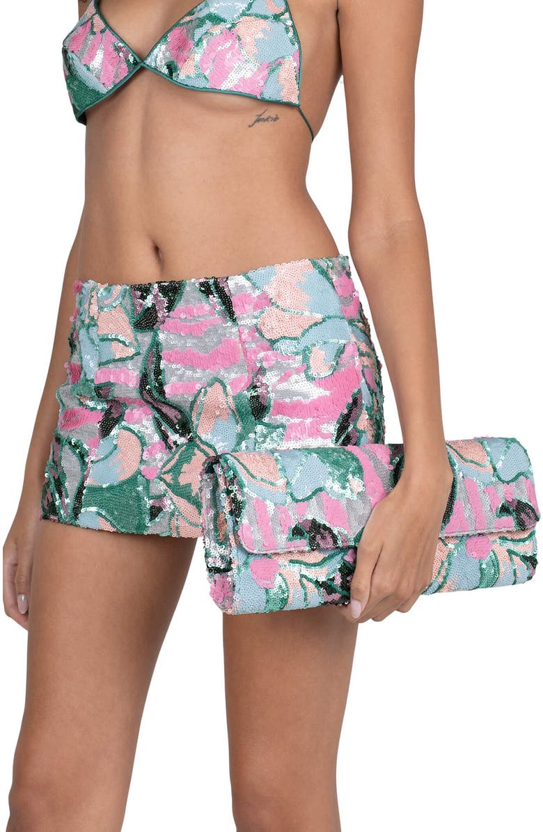 Jeffrey Campbell Disco Sequin Clutch, Alternate, color, Teal Multi