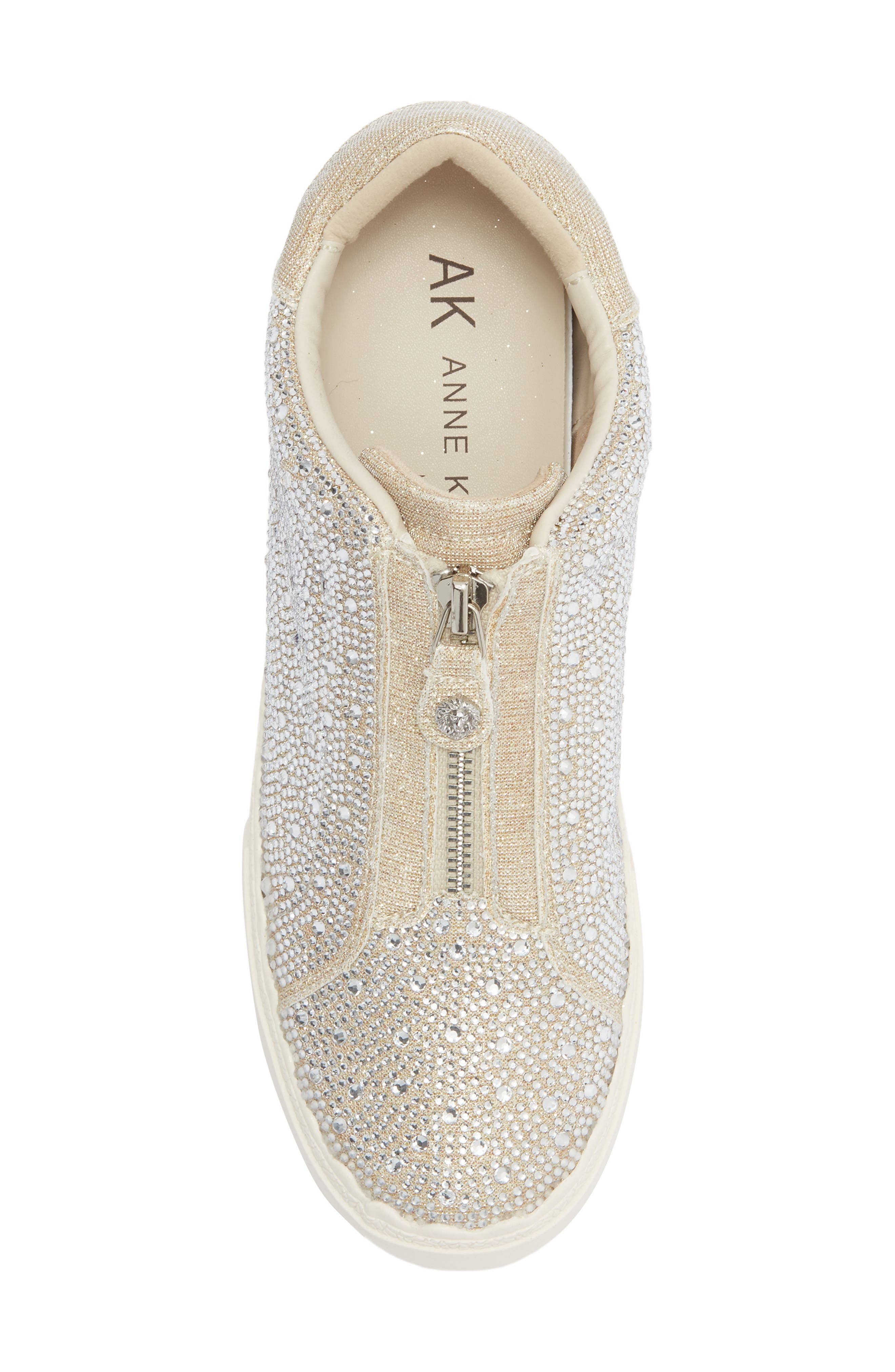 Anne Klein Cadia Zip Embellished Sneaker, Alternate, color, Platinum
