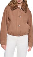 DKNY Removable Faux-Fur Collar Crop Coat