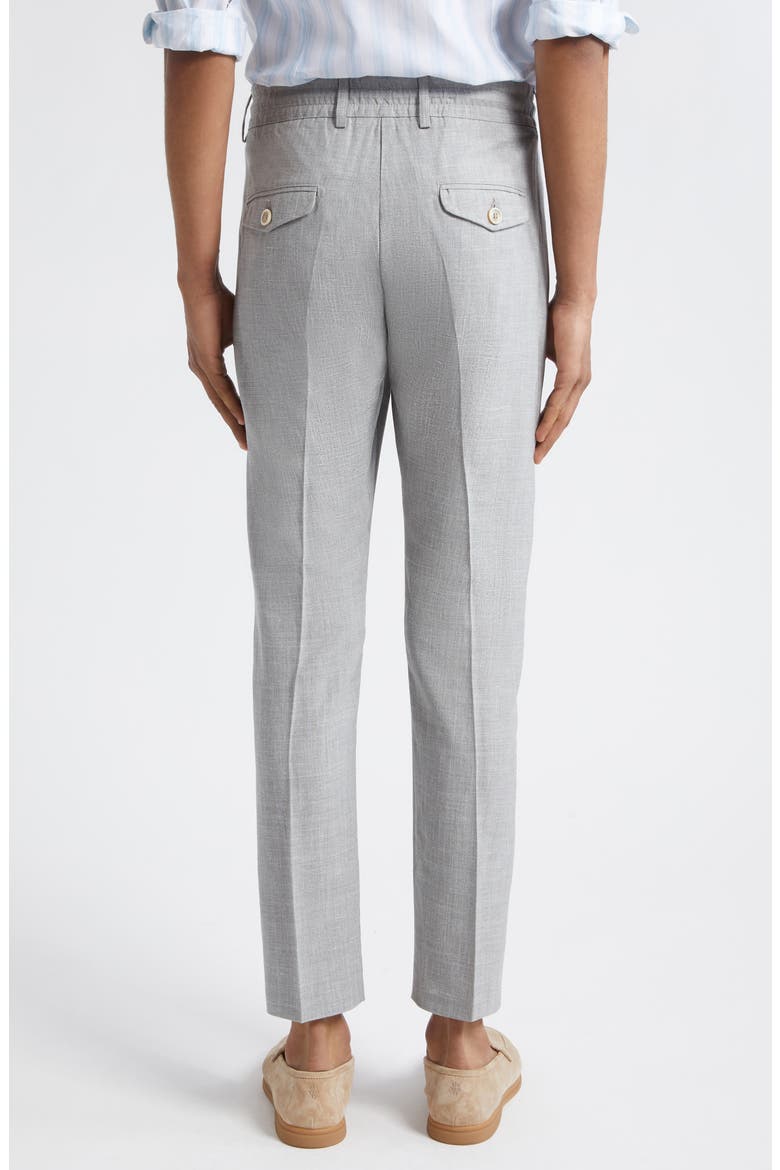 Drawstring Waist Wool, Silk & Linen Pants, Alternate, color, LIGHT GRAY MELANGE