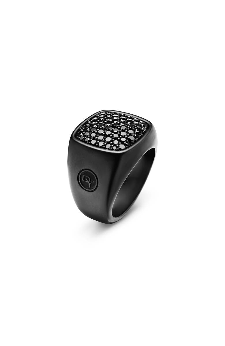 David Yurman Streamline Signet Ring in Sterling Silver with Black Diamonds, Alternate, color, Black Titanium With Diamonds