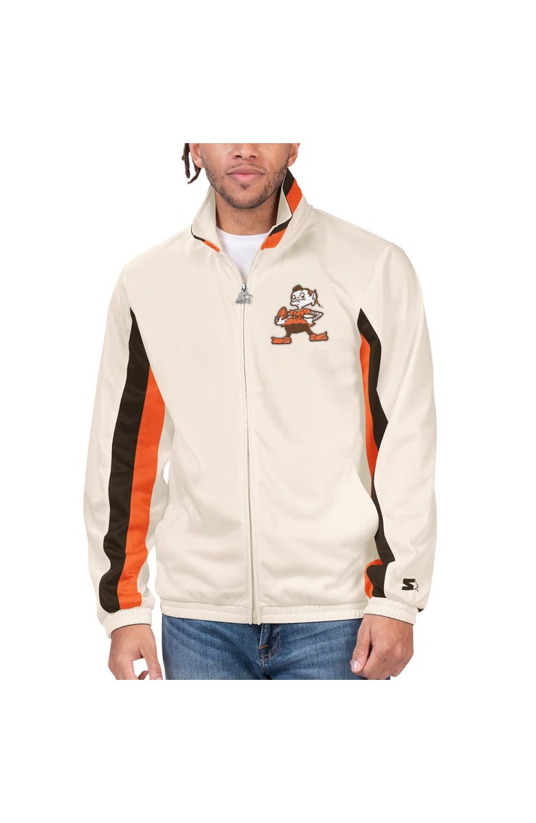 STARTER Men's Starter White Cleveland Browns Vintage Rebound Full-Zip Track Jacket, Alternate, color, 