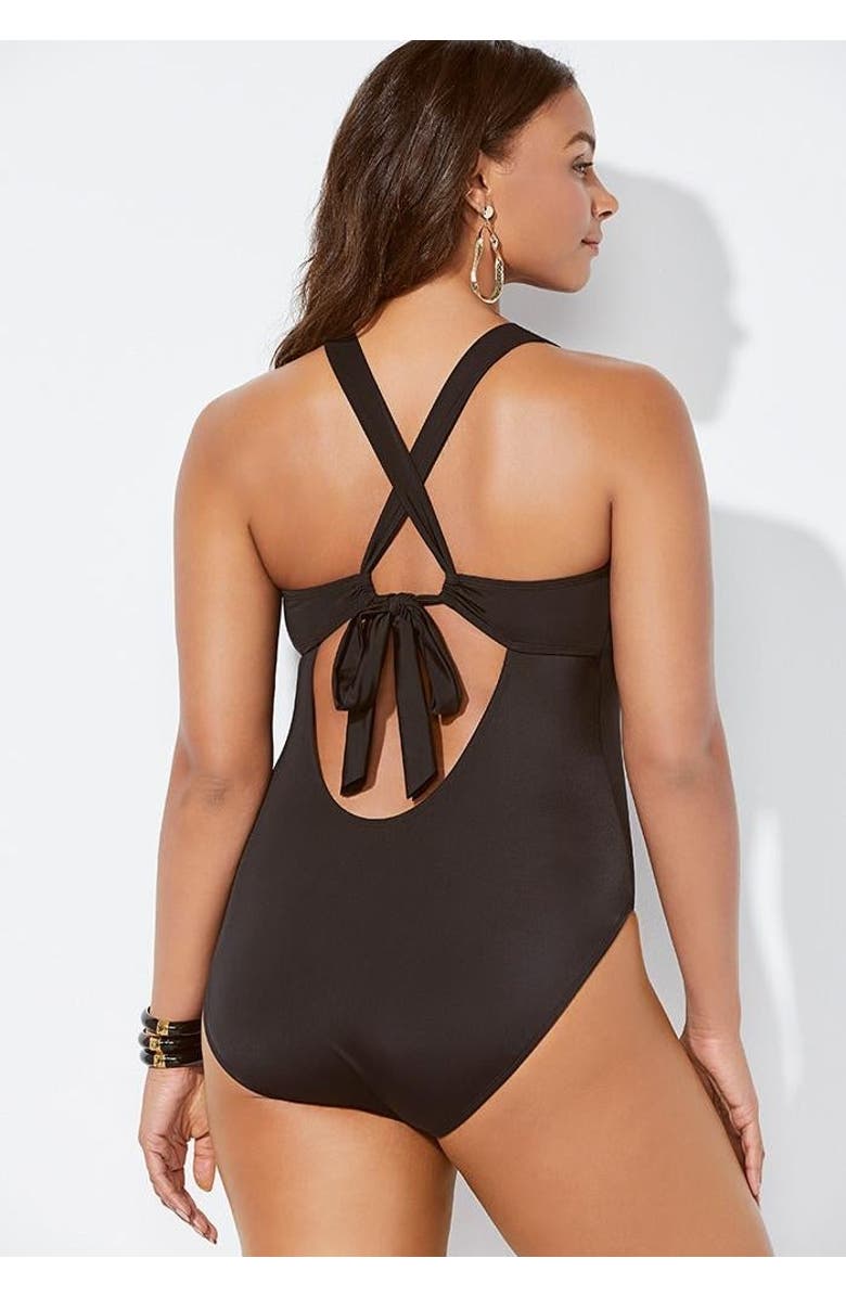 Swimsuits for All Lace Up One Piece Swimsuit, Alternate, color, Black