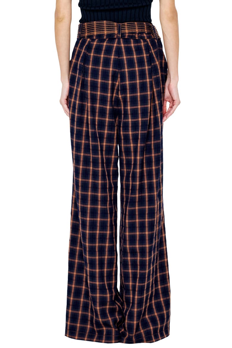 Sydney High Waist Wide Leg Pants, Alternate, color, NAVY/ BROWN MULTI