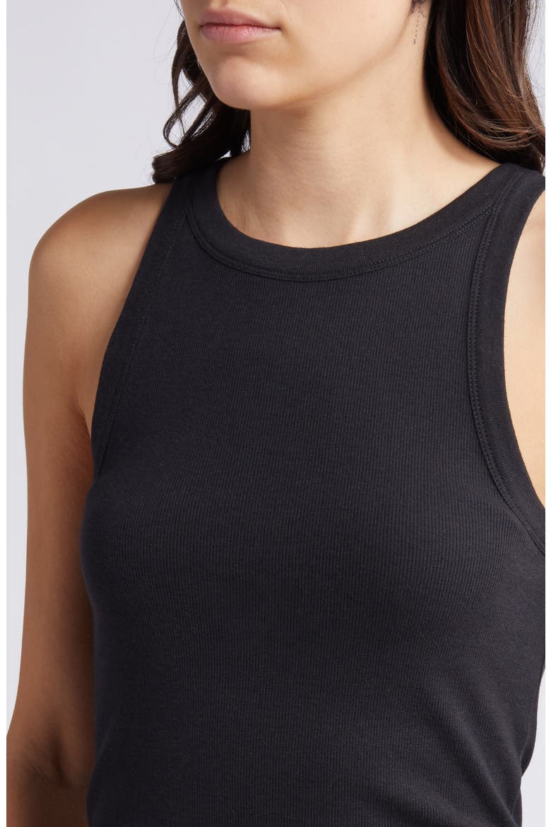 Cutaway Shoulder Cotton Blend Tank, Alternate, color, BLACK