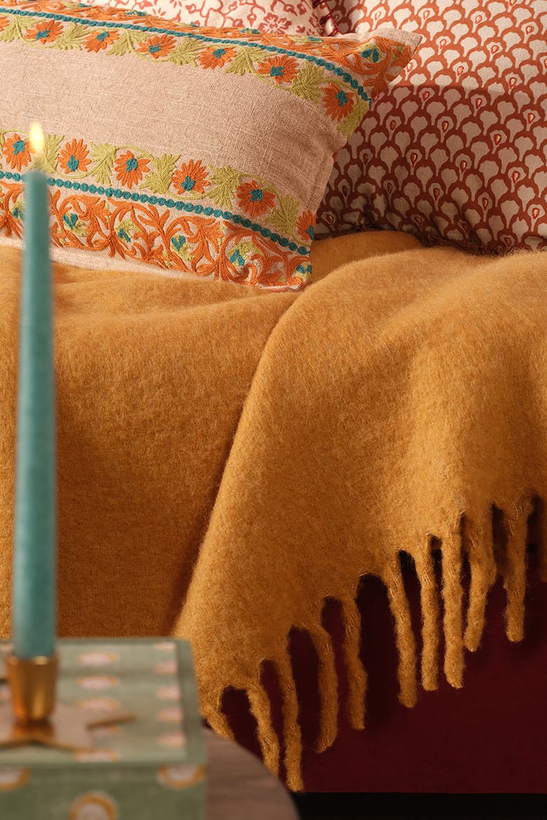 Ropar Fringed Acrylic Wool Throw 55X71 In, Alternate, color, Yellow