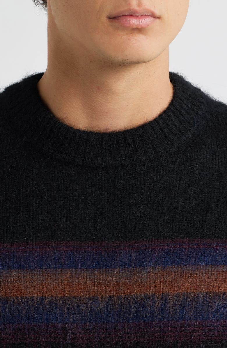 Wax London Wilde Brush Stripe Wool Blend Crewneck Sweater, Alternate, color, Black / Dark Multi