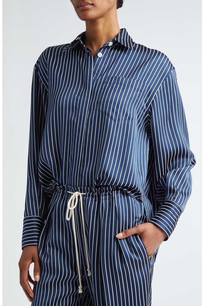 Stripe Button-Up Shirt, Alternate, color, MIDNIGHT STRIPE