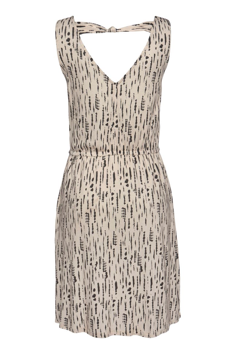 Sleeveless Printed V-Neck Dress, Alternate, color, Black & Beige