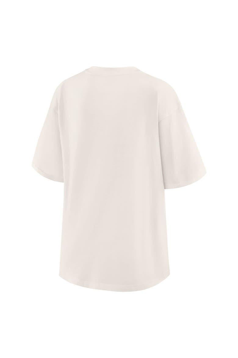 Women's WEAR by Erin Andrews Cream New York Knicks Ball Boyfriend T-Shirt, Alternate, color, Cream