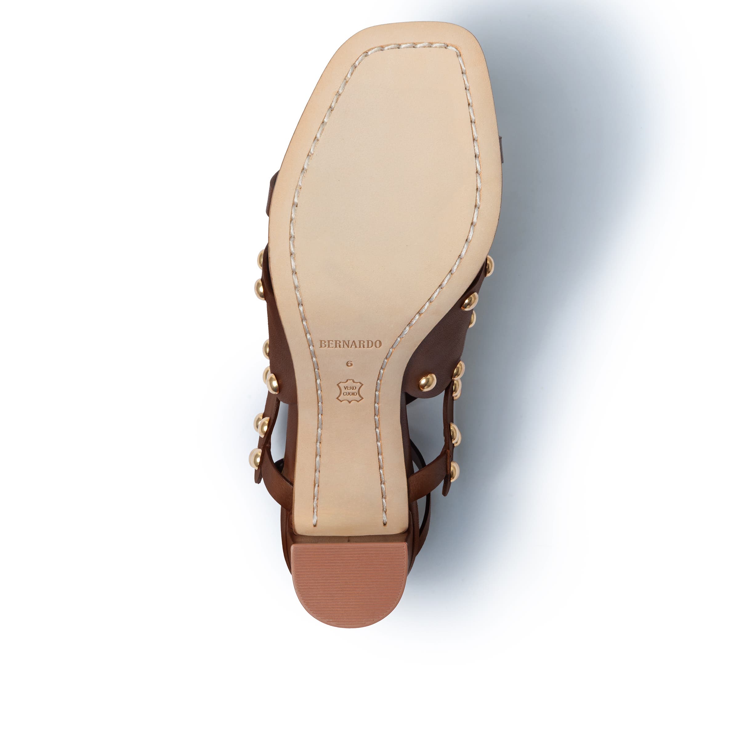 Bernardo 1946 Footwear New Moon 75 Studded Heeled Sandal, Alternate, color, Saddle