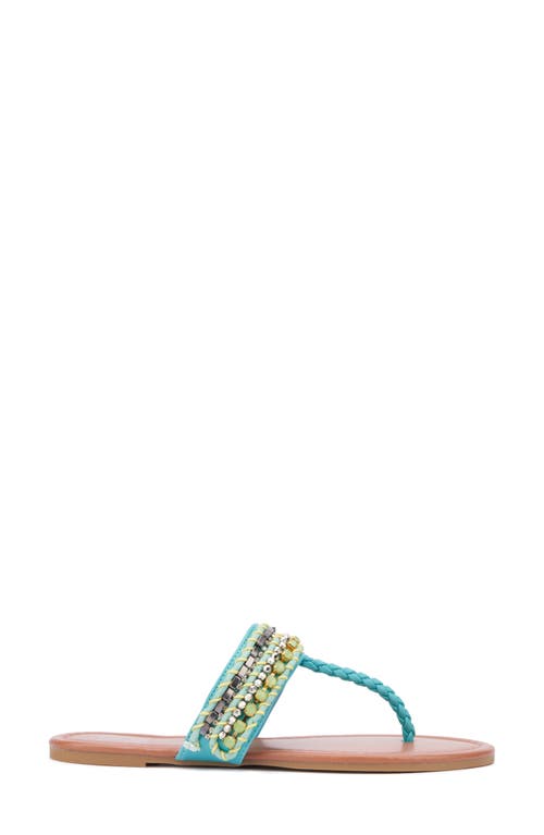 New York And Company Joyce Beaded T-strap Sandal In Aqua
