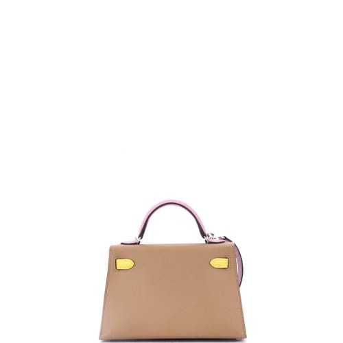 Pre-owned Hermes  Hermes Kelly Mini Ii Bag Tricolor Epsom With Palladium Hardware 20 In Black
