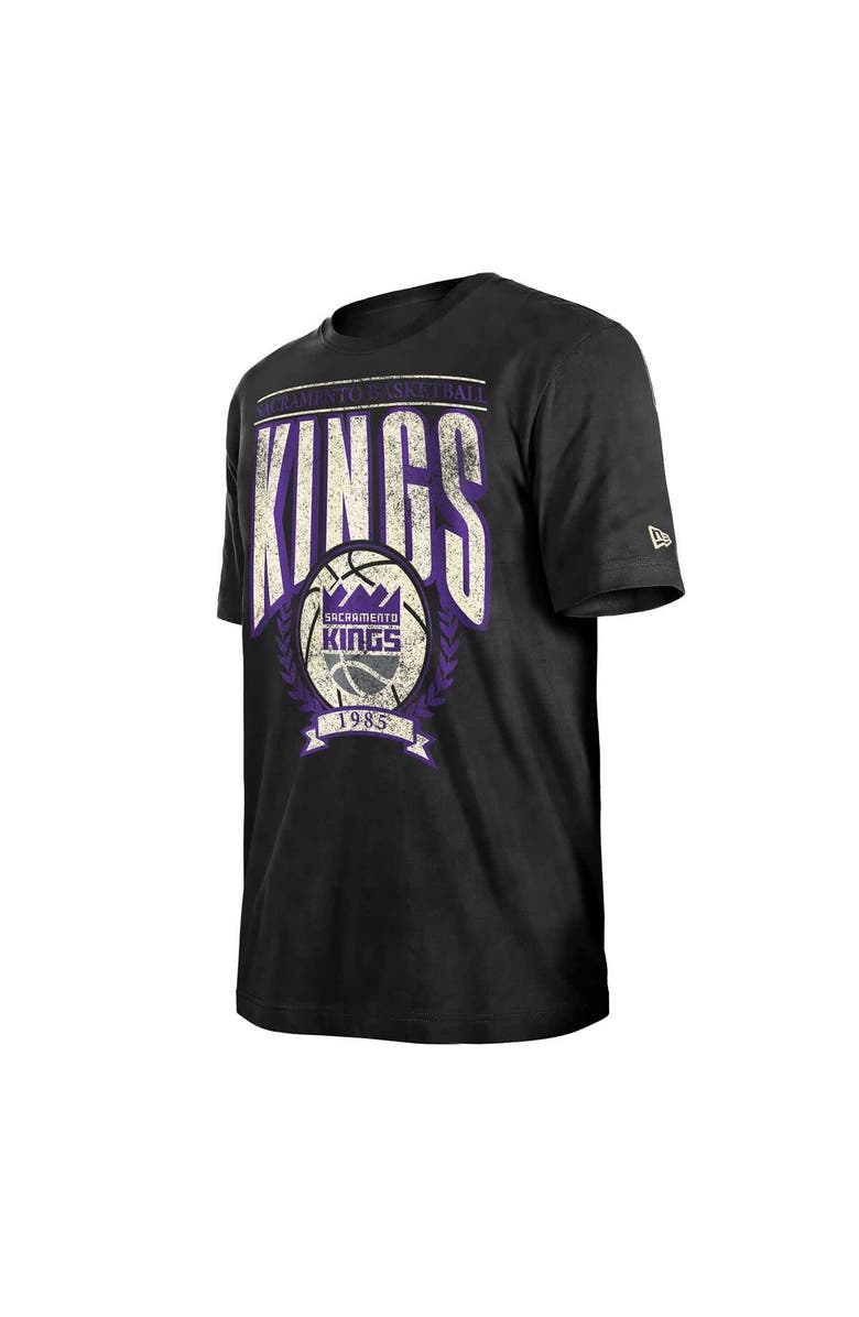 New Era Men's New Era  Black Sacramento Kings Hardwood Classics Oversized Boxy Mineral Wash T-Shirt, Alternate, color, Black