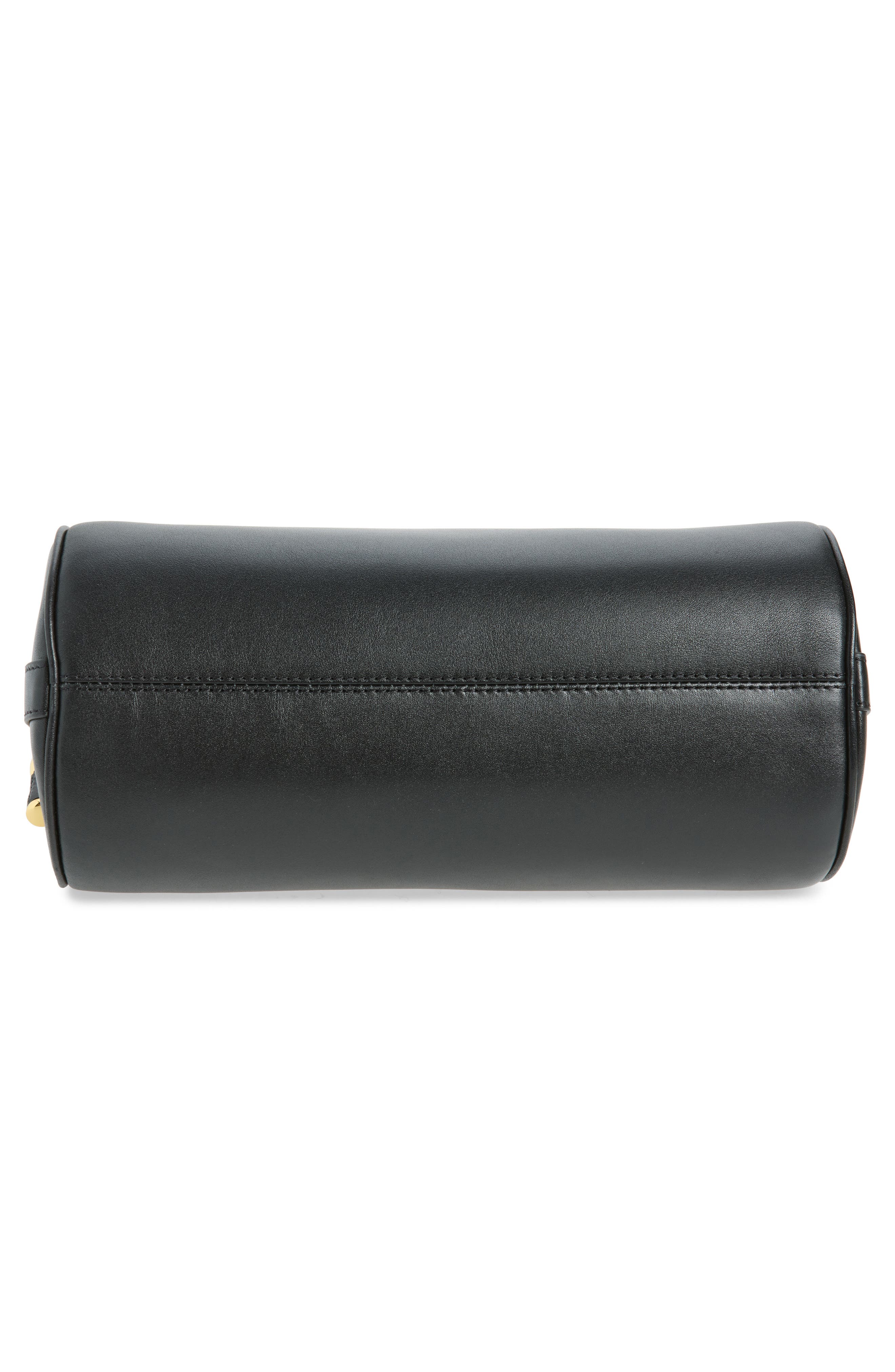 Blke Leather Barrel Shoulder Bag, Alternate, color, BLACK