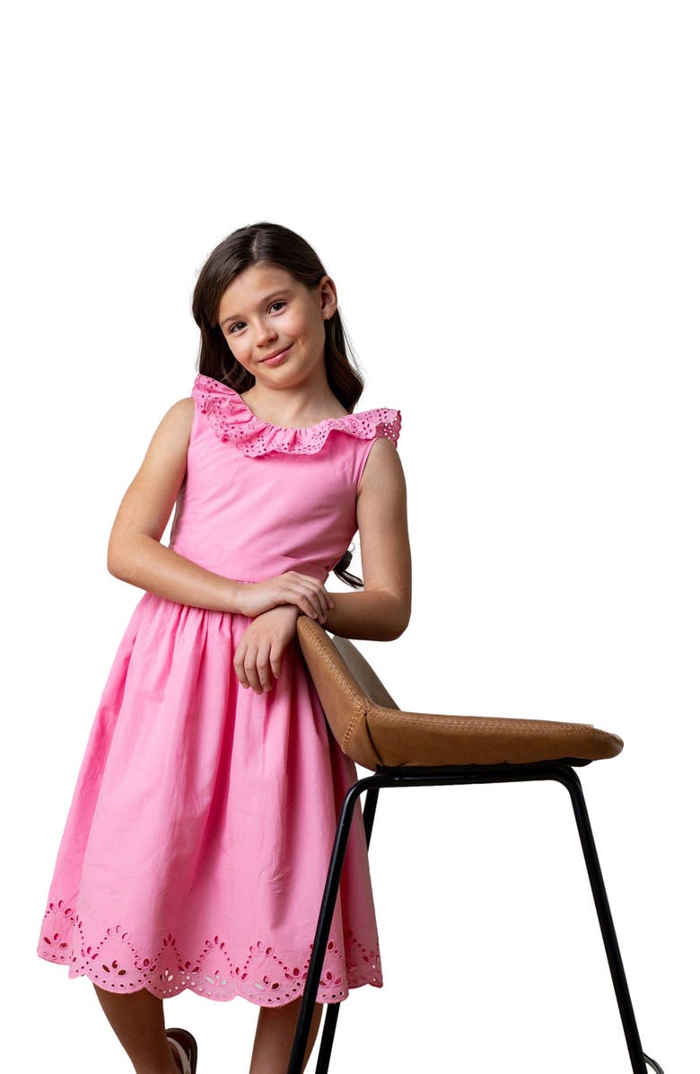 Hope & Henry Girls' Organic Ruffle Collar Party Dress, Kids, Alternate, color, 