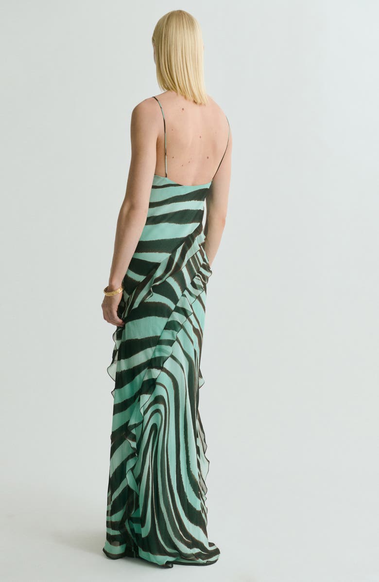 MANGO Zebra Print Ruffle Dress, Alternate, color, 