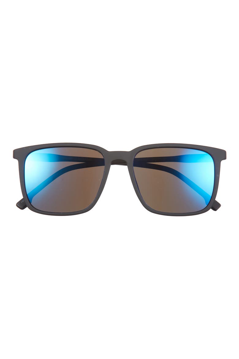 55mm Polarized Square Sunglasses, Main, color, RUBBERIZED BLACK
