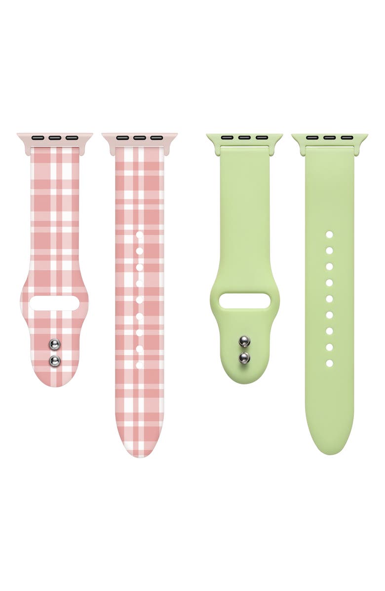 Posh Tech 2-Pack Silicone Apple Watch<sup>®</sup> Watchbands, Main, color, Green Multi